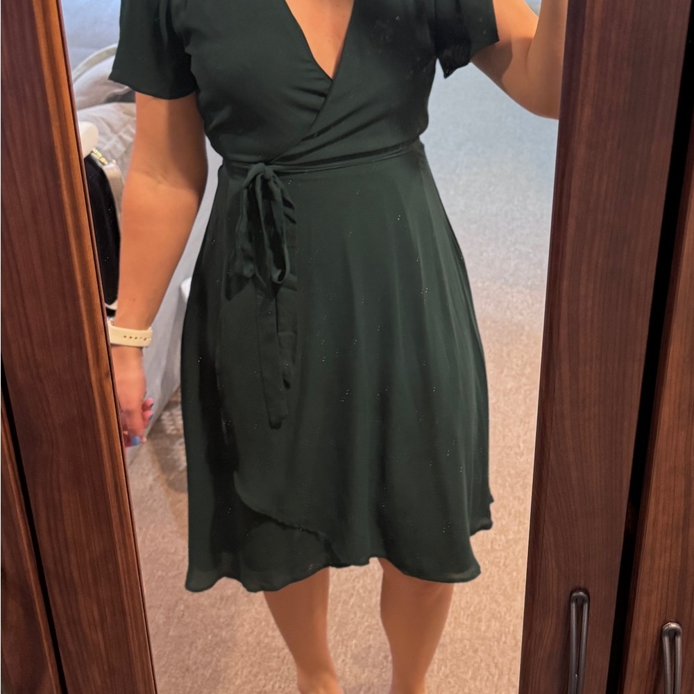 Lulu's Rise to the Occasion Emerald Midi Wrap Dress - Picture 8 of 9